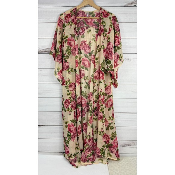 Xhilaration Floral Kimono Cardigan Sheer Lightweight Duster Womens XS - Picture 4 of 6
